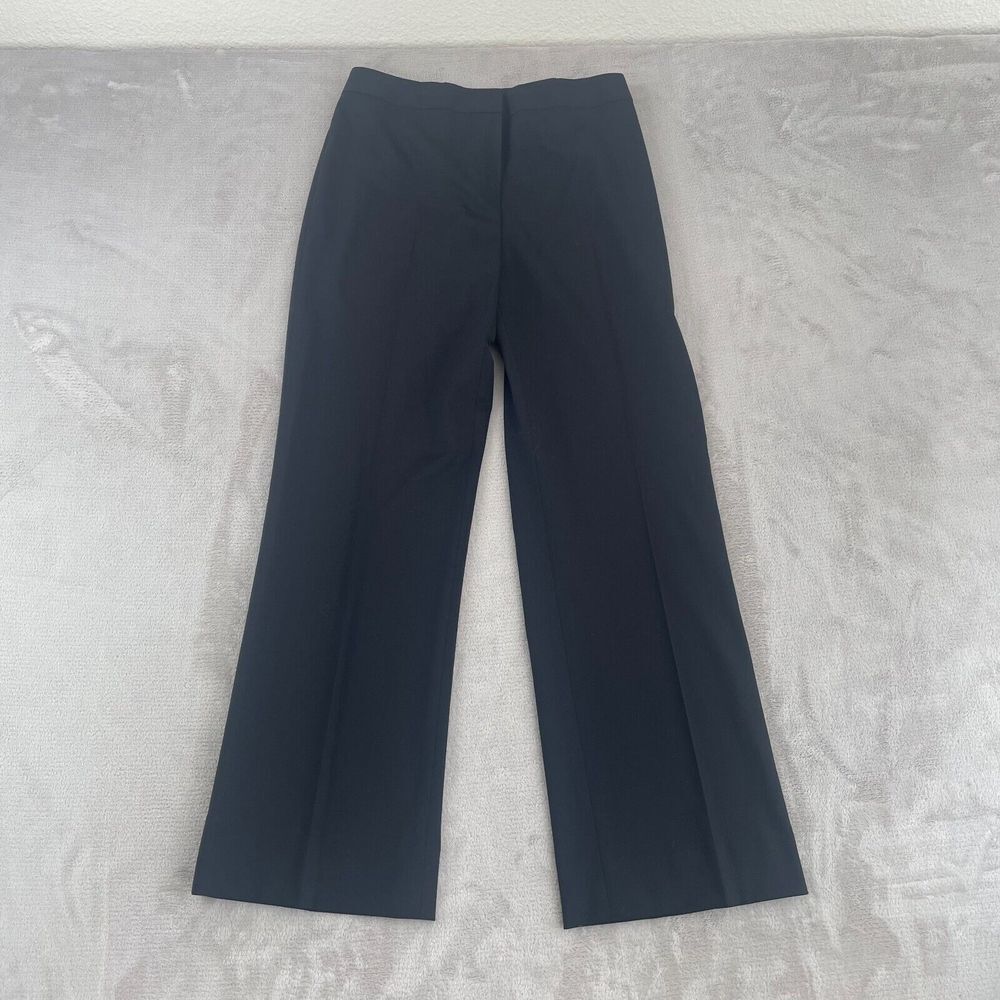 Lafayette 148 New York Menswear Wide Leg Wool Trouser Pants Women 8 Black